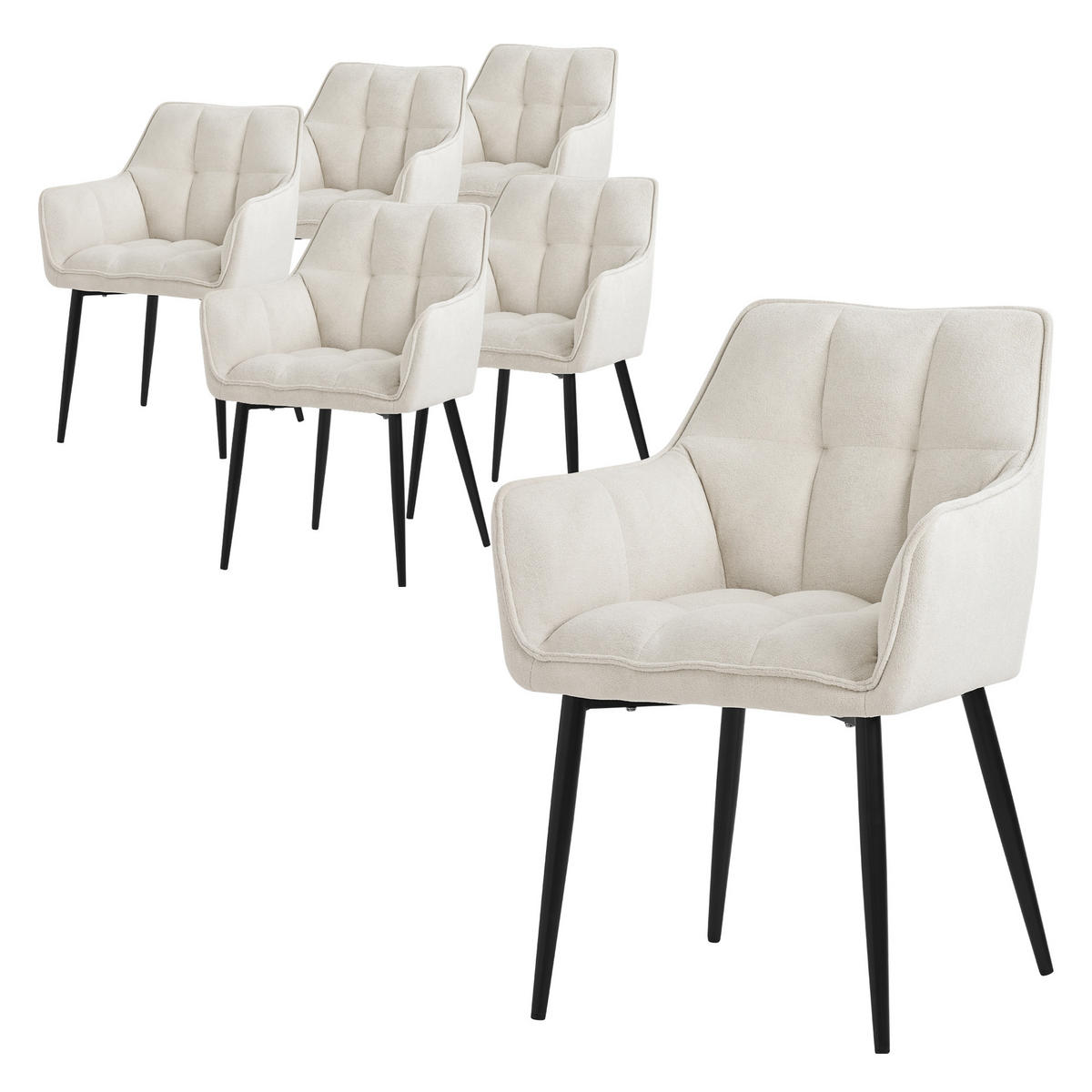 ESSZIMMERSTUHL 6er Set creme - Beige, Textil (63/90/57cm) - ML-DESIGN