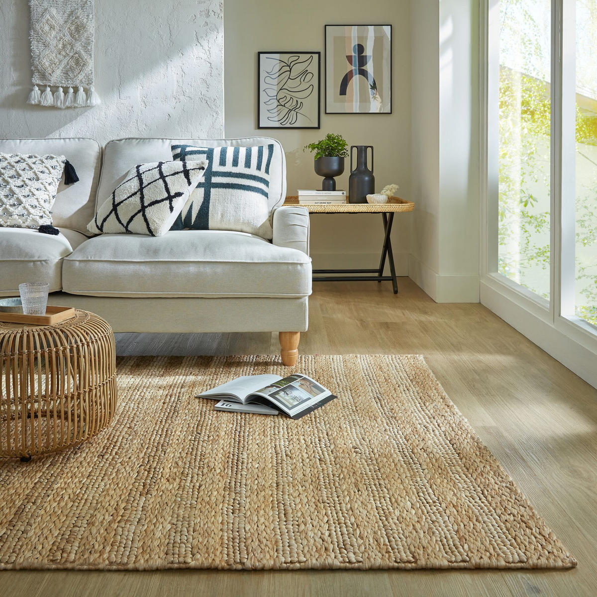 TEPPICH handgewebt CHASE, mit Struktur, aus Kenaf, Natur, 200 x 290 cm - Beige, Textil (200/290cm) - KADIMA DESIGN