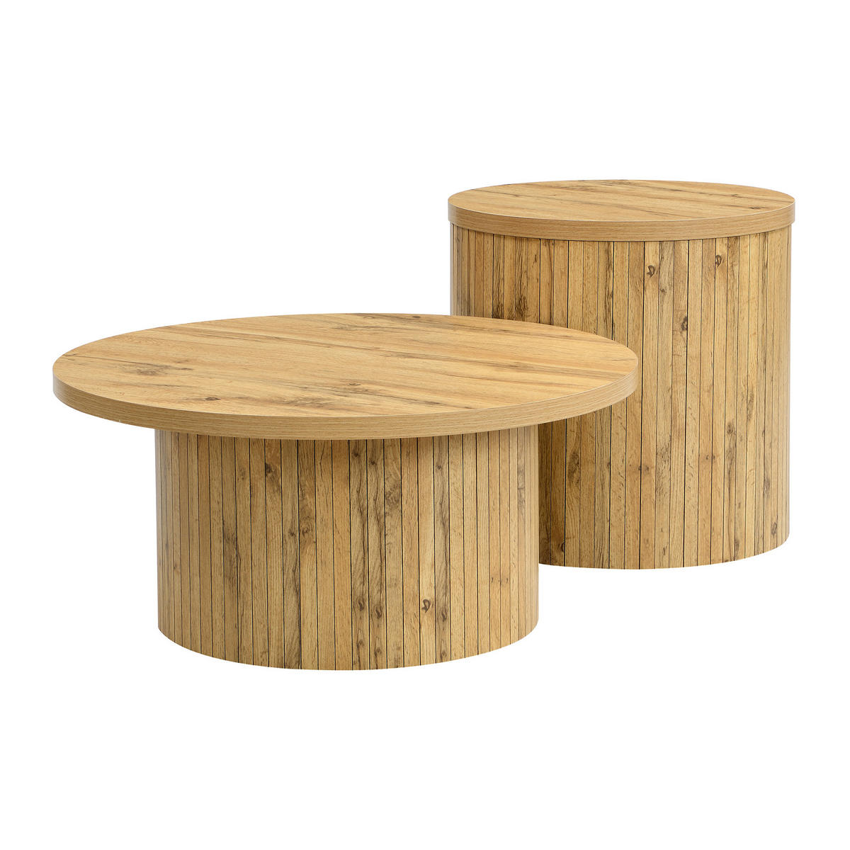COUCHTISCH-SET 75/75/36 cm Natur aus MDF 2-teilig stapelbar - Naturfarben, Holzwerkstoff (75/75/36cm) - OKWISH
