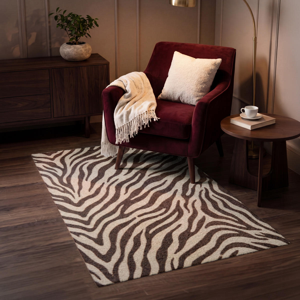 KOBERCE - Zebra - Pruhy - hnedá - 80x120 cm - čierna, textil/plast (80/0.4cm) - OnlyWow