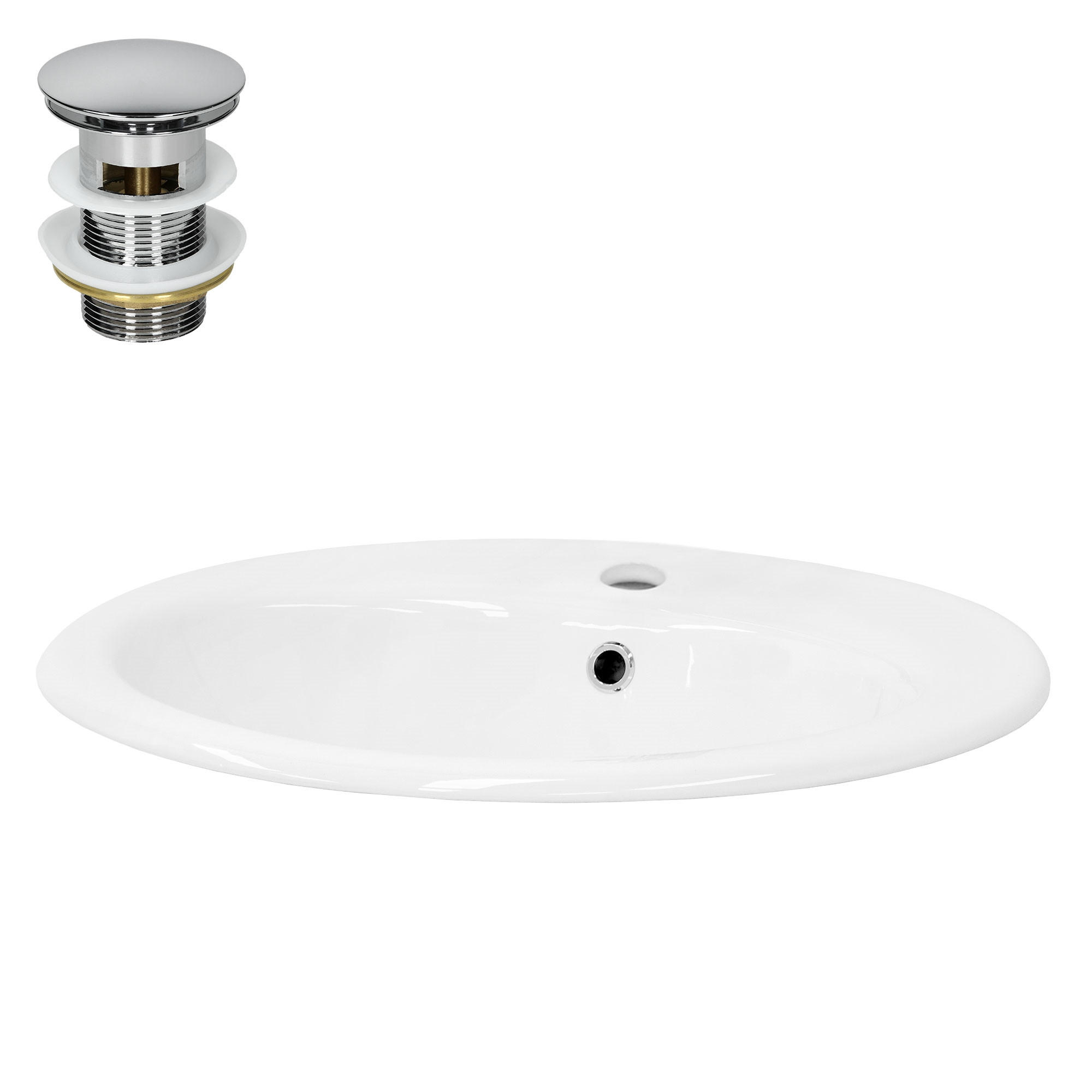 WASCHBECKEN - Weiß, Metall (48.5/19.5/57cm) - LuxeBath