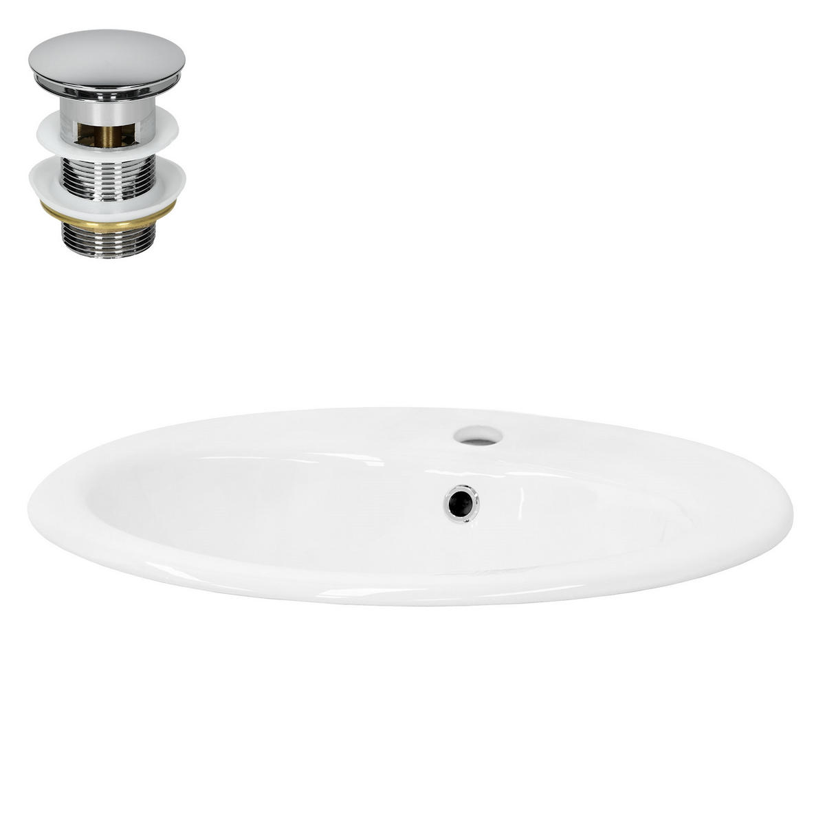 WASCHBECKEN - Weiß, Metall (48.5/19.5/57cm) - LuxeBath