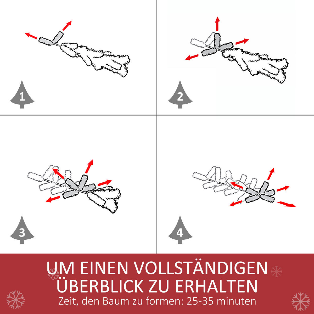KÜNSTLICHER Weihnachtsbaum, 180 cm Christbaum mit Kunstschnee, Indoor - Weiß/Grün, Kunststoff/Metall (180cm) - HOMCOM
