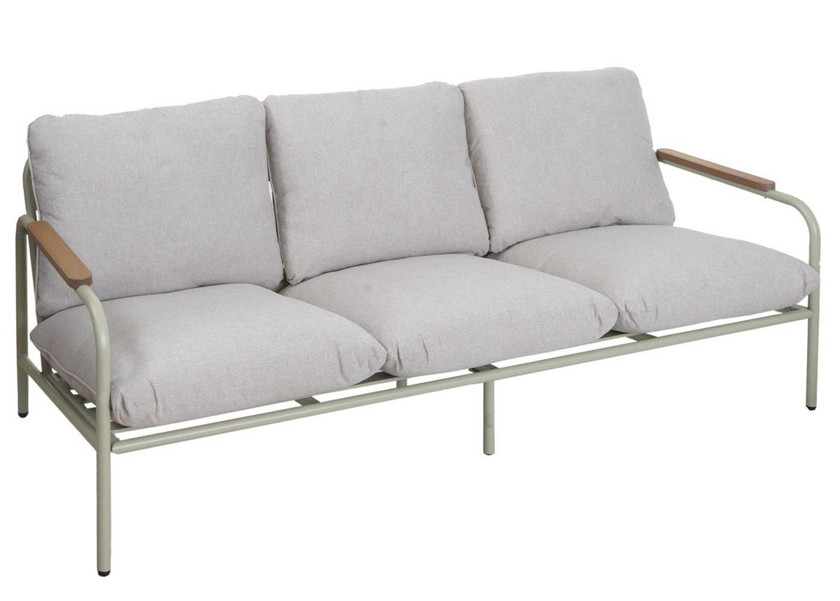 GARTENBANK Aluminium 81x184x81cm 3-Sitzer Hellgrün - Beige/Hellgrün, Metall (184/81/81cm) - PROREGAL