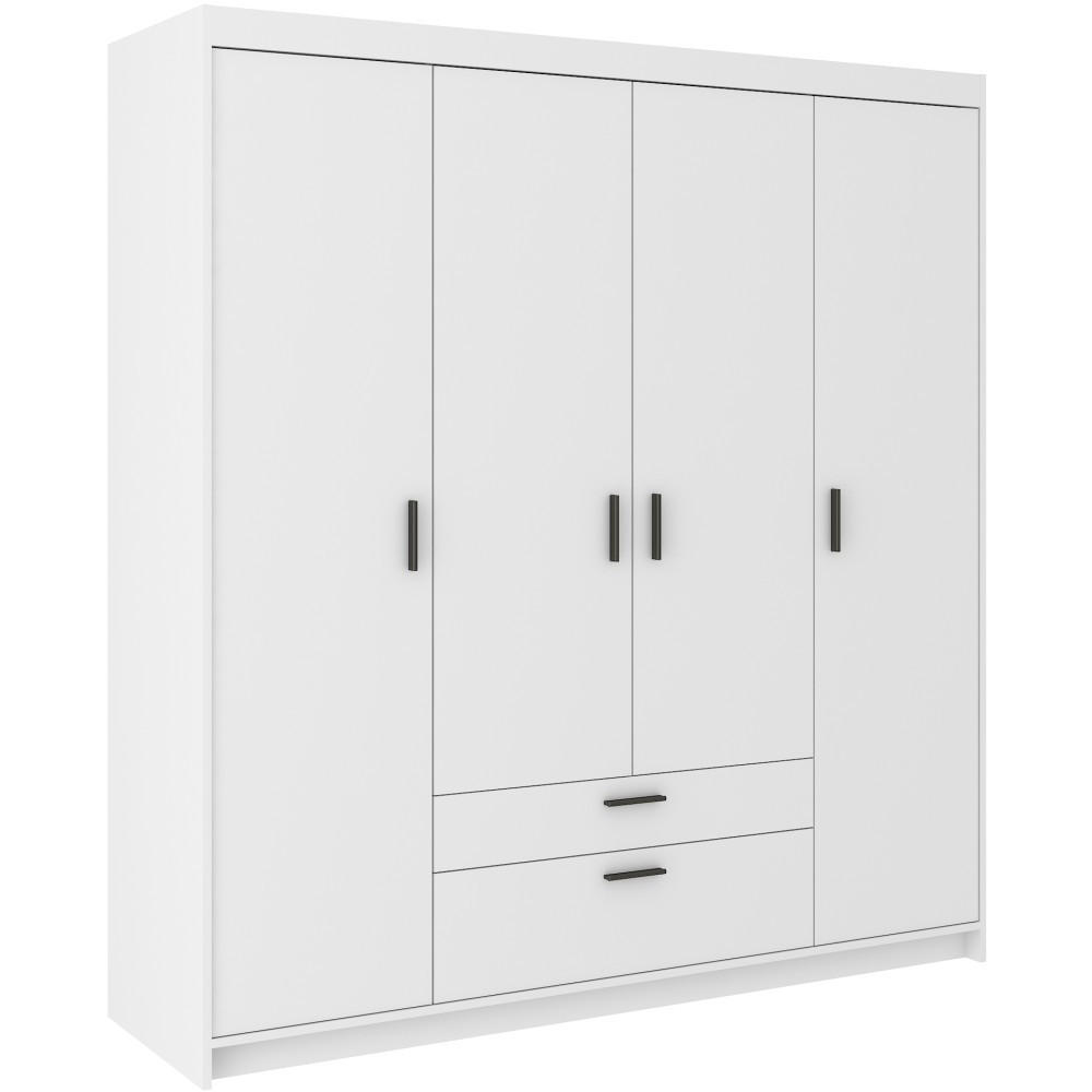 DREHTÜRENSCHRANK Elena mit 4 Türen und 2 Schubladen, ohne Spiegel Weiß - Weiß, Holzwerkstoff (176/190/53cm) - Beautysofa