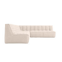 ROHOVÁ SEDAČKA modulární ve tvaru L, plyšová tkanina Pop, Krémová, Levá strana, LAZY L - krémová, dřevo (333/253cm) - Kaiser Möbel