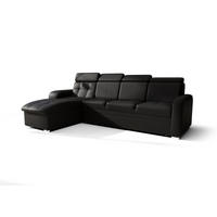 ECKSOFA KONGO RBN10, Eckcouch in L-Form mit Schlaffunktion, Farbe: Schwarz, Kunstleder, Ottomane Links - Schwarz, Textil (315/169cm) - O-Sofa