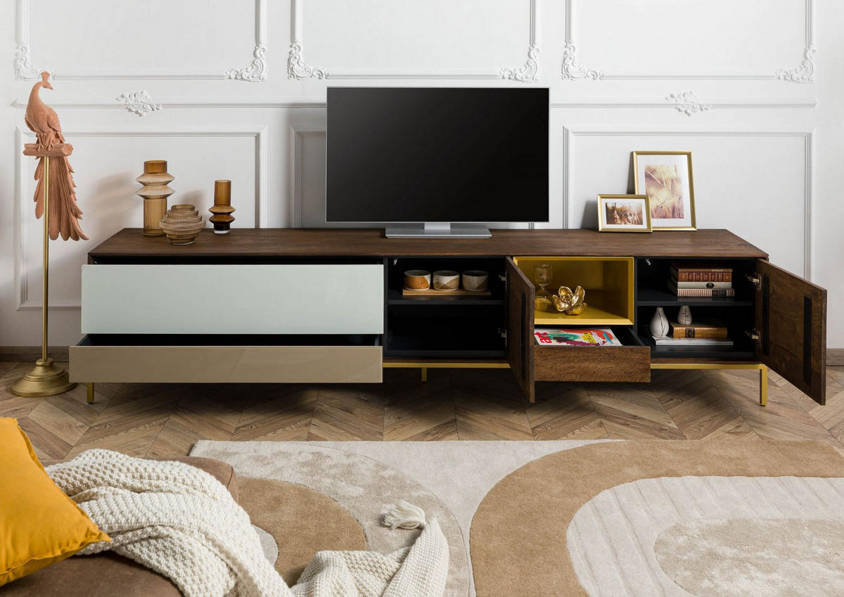 TV-BOARD Mango 240x45x55 braun geölt CHICAGO #103 - Braun, Holz (240/55/45cm) - Massivmoebel24
