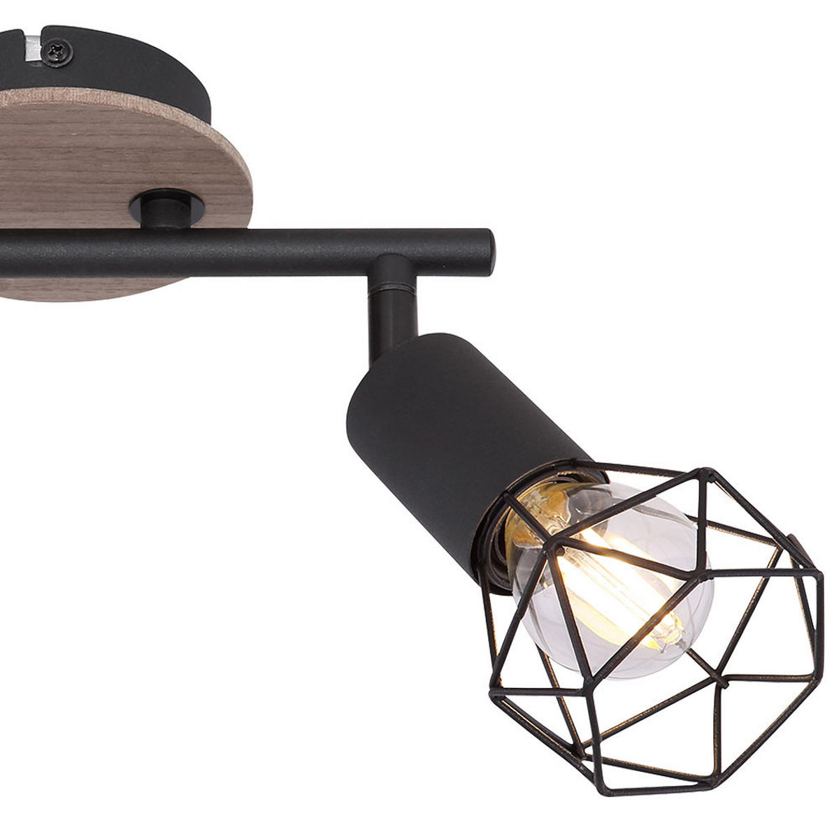 DECKENLEUCHTE Metall Holzoptik Schwarz - Schwarz, Holz (22/10/18cm) - Globo Lighting