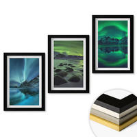 WANDBILDER 3er-Set - 20x30 cm Schwarzer Rahmen - Winterlandschaft der Aurora borealis - Schwarz, Kunststoff (20/30cm) - ArtPrintCave