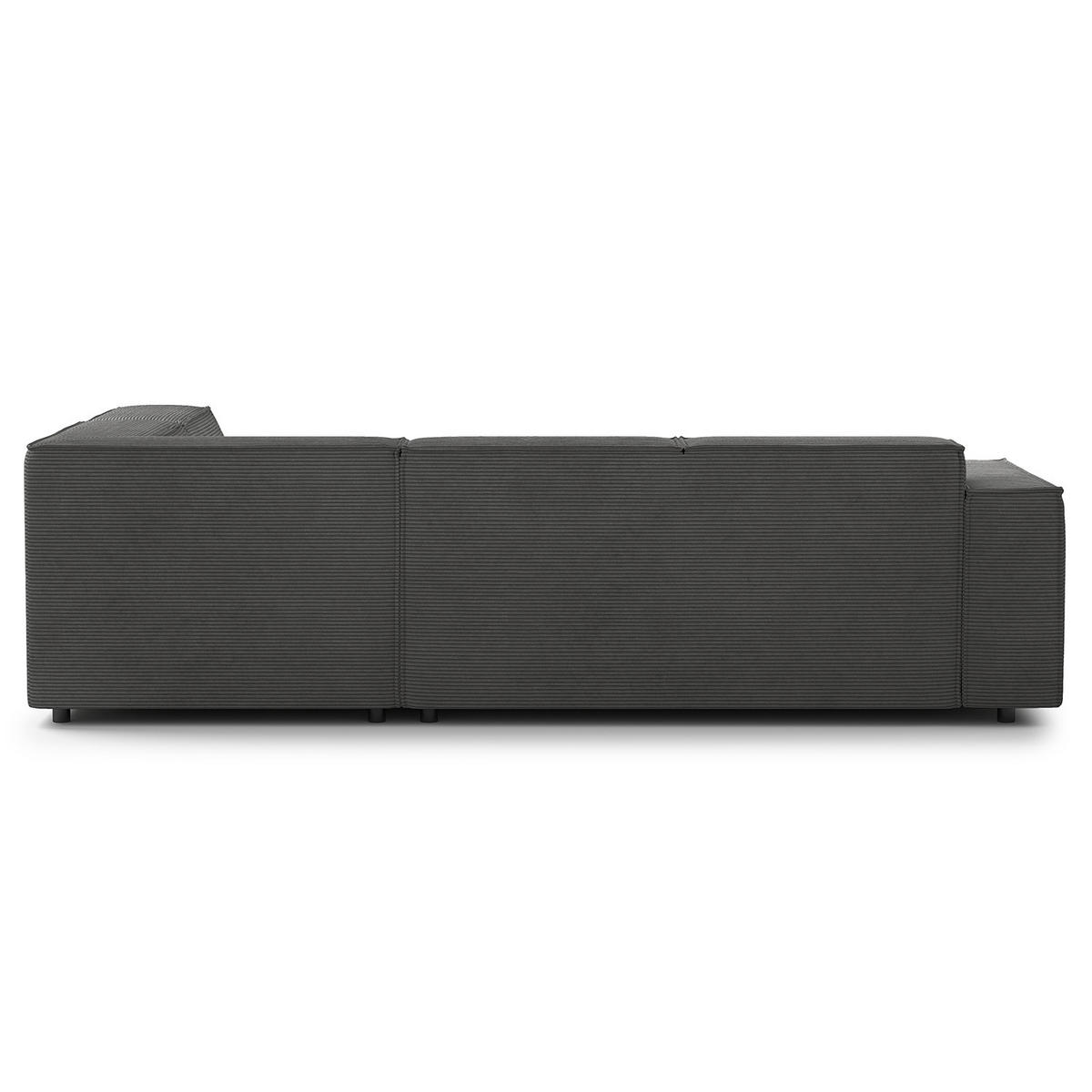 ECKSOFA mit Ottomane - Anthrazit/Schwarz, Kunststoff/Textil (260/234cm) - home24