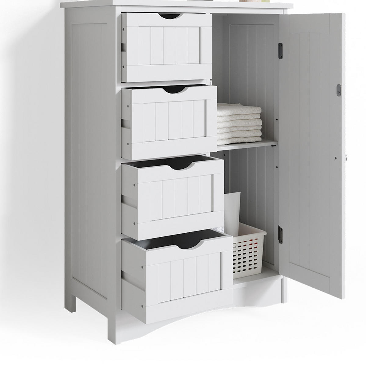 BADSCHRANK Bianco Weiß 55 x 81 cm - Weiß, Holzwerkstoff (55/81/30cm) - Vicco