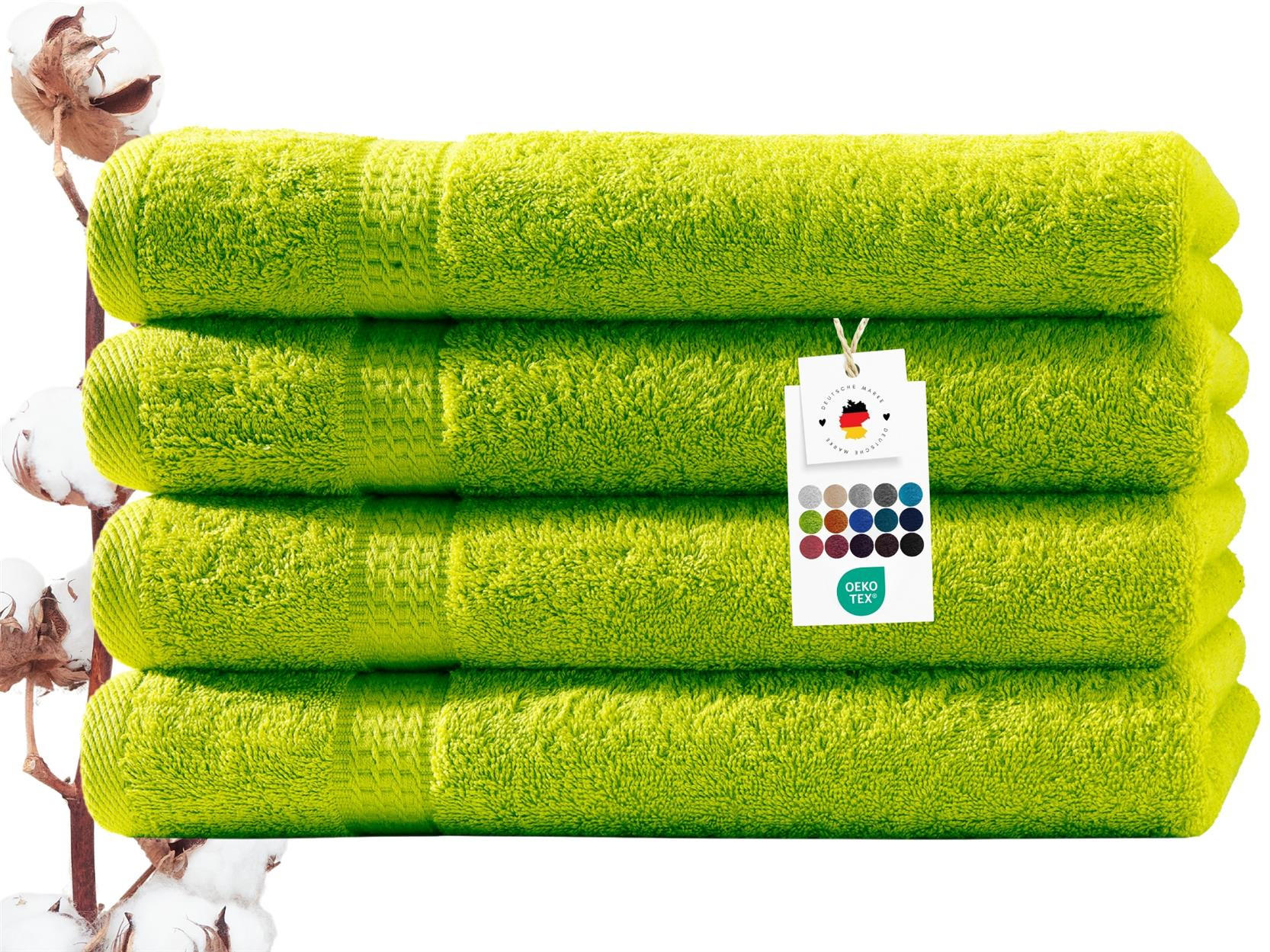 DUSCHTUCH 70x140 cm Frottier Handtücher im 4er Set aus 100% Baumwolle, Grün 500g/m2 - Grün, Textil (70/140cm) - Carpe Sonno