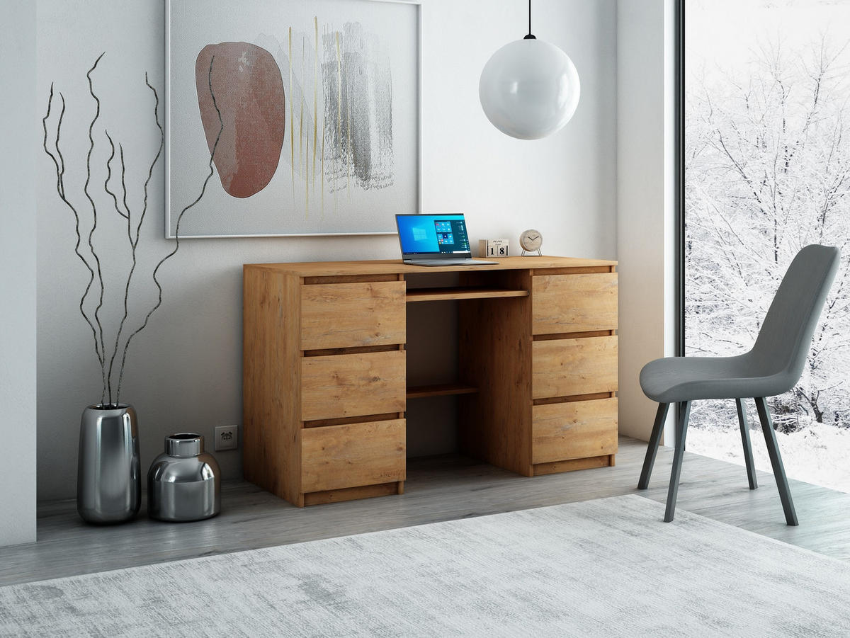 COMPUTERTISCH Bella B2 artisan - Eiche Artisan, Holzwerkstoff (50/127/76cm) - roe furniture