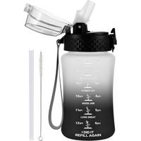 TRINKFLASCHE Kinder 350 ml mit Strohhalm und Zeitmarkierung BPA-frei auslaufsicher weiß-schwarz - Multicolor, Kunststoff (6.5/6.5cm)