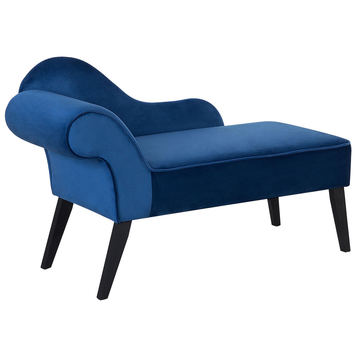 CHAISELONGUE Samtstoff marineblau linksseitig Biarritz - Blau, Textil (116/77/56cm) - Beliani