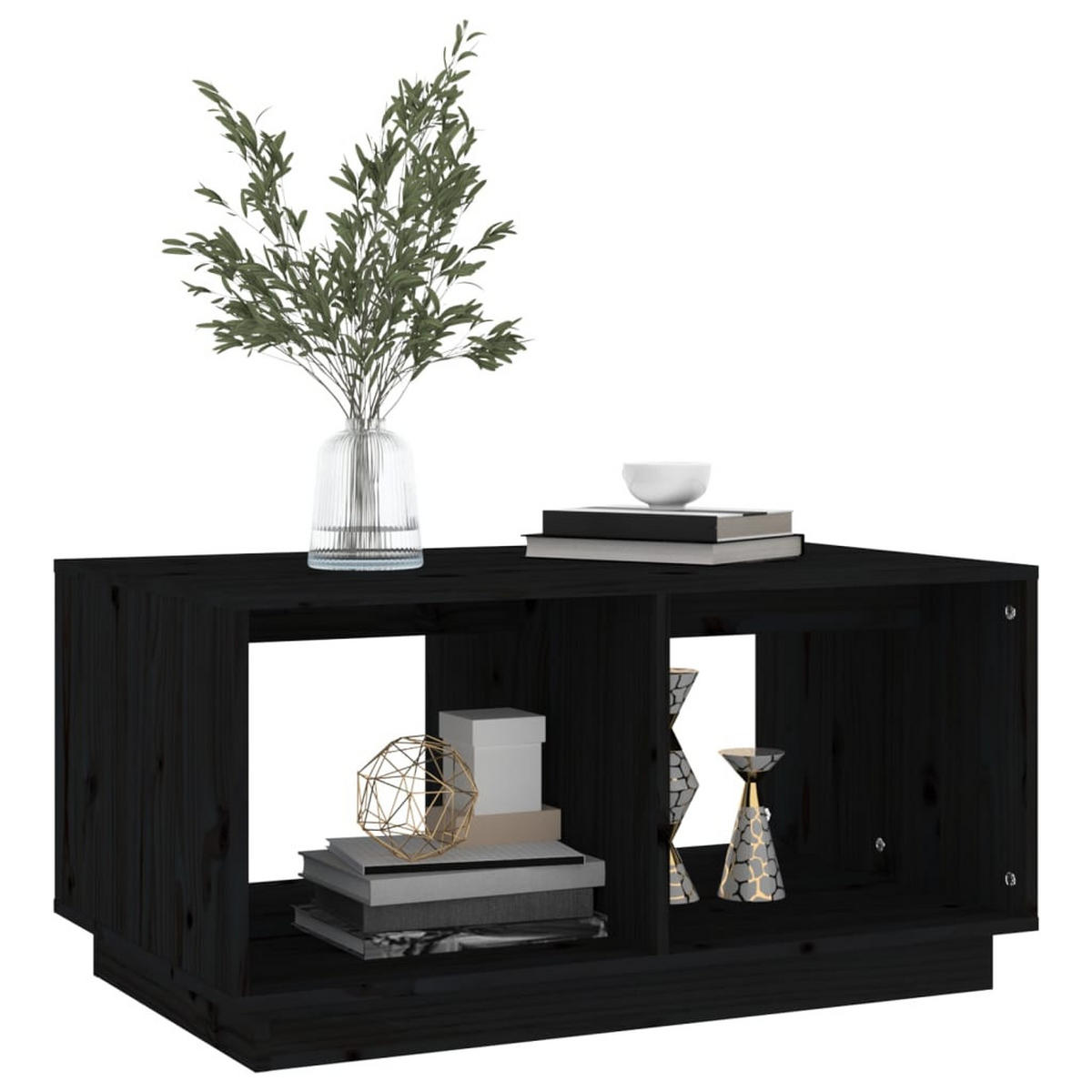 COUCHTISCH Schwarz 80x50x40 cm Massivholz Kiefer - Schwarz, Holz (80/50/40cm) - furnicato