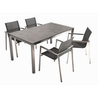 GARTEN-SITZGRUPPE Gunnar 5-teilig Gartenmöbel-Set - Grau, Kunststoff - DELUKE