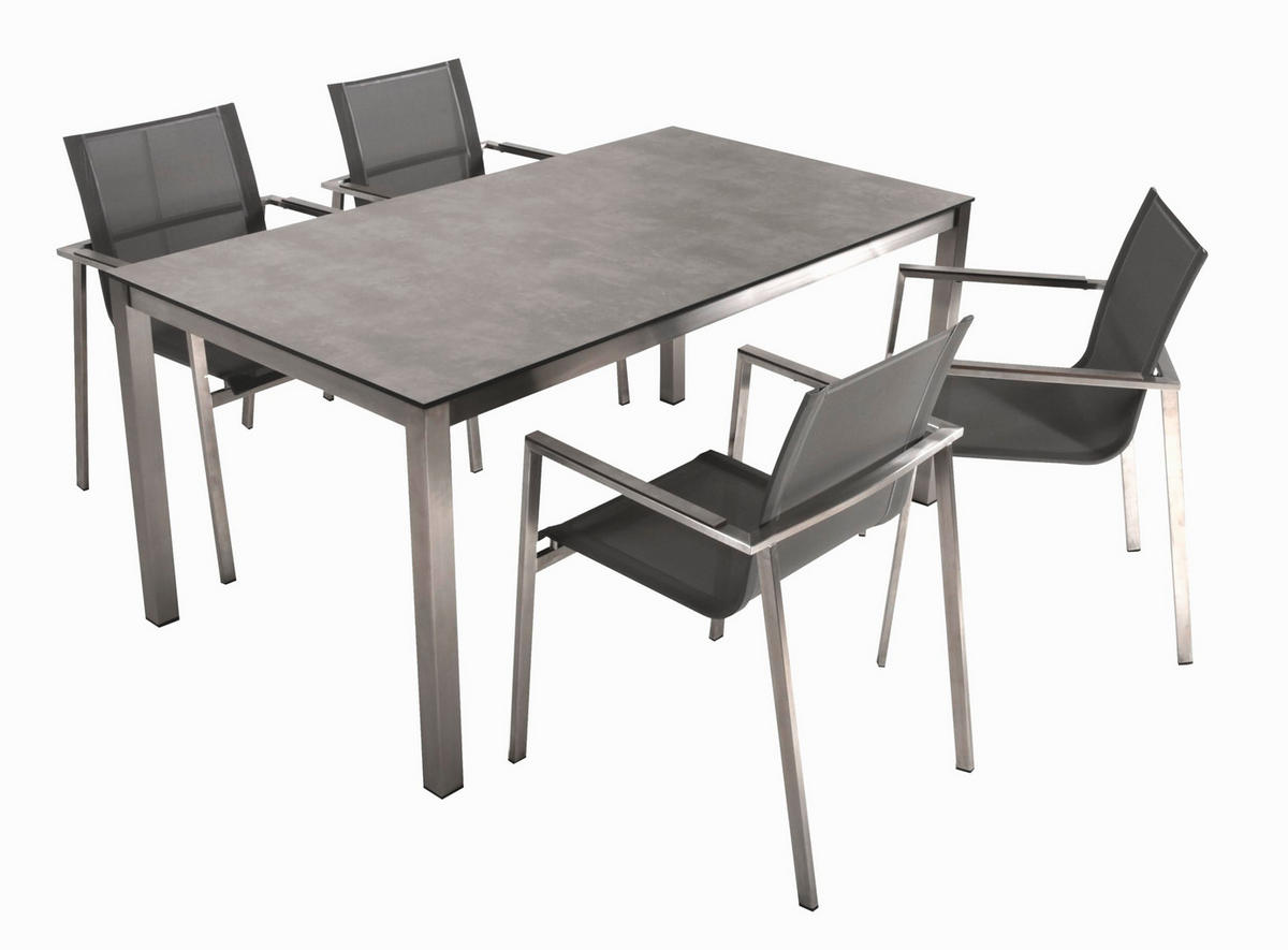 GARTEN-SITZGRUPPE Gunnar 5-teilig Gartenmöbel-Set - Grau, Kunststoff - DELUKE