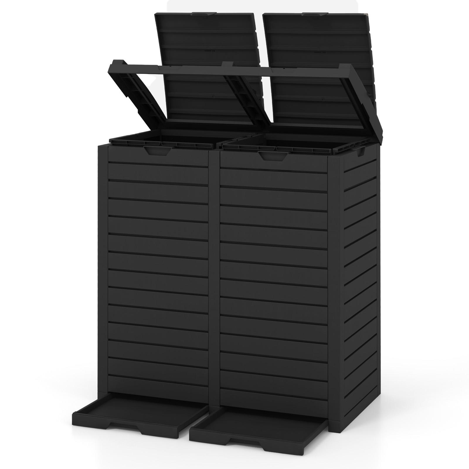 MÜLLEIMER 235L mit Abfallbehälter schwarz - Schwarz, Kunststoff (77/86/40cm) - COSTWAY