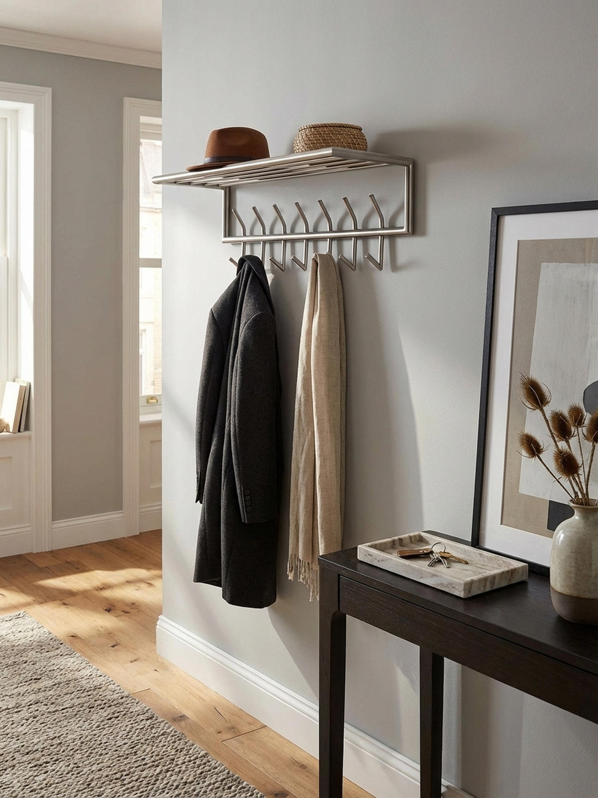 WANDGARDEROBE Metall Silber Modern mit Aufbewahrungsmöglichkeiten - Silberfarben, Metall (75/29/30cm) - KADIMA DESIGN