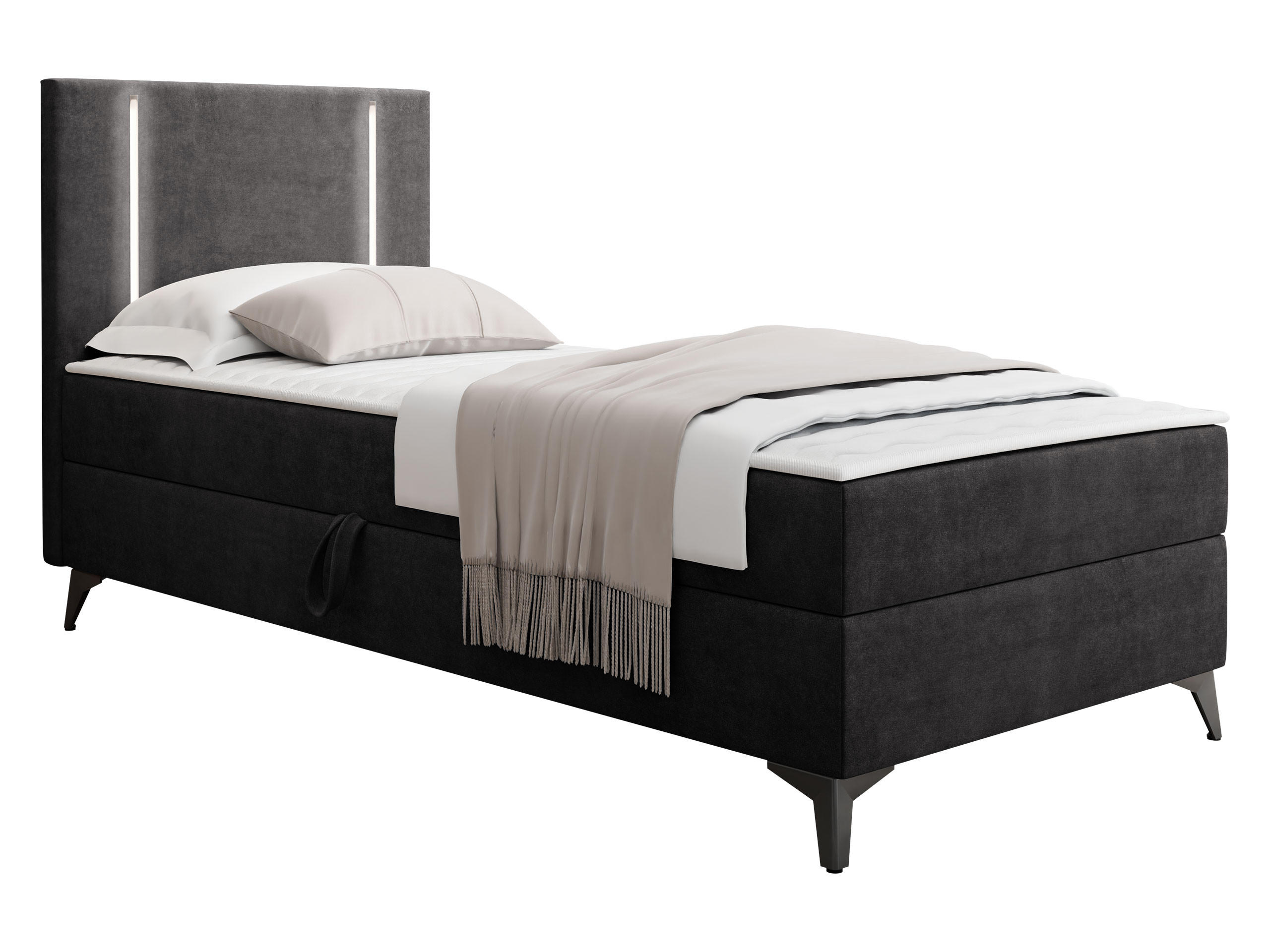 BOXBETT Ono 1, Setite: Links - Schwarz, Holz/Textil (90/200cm) - MIRJAN24