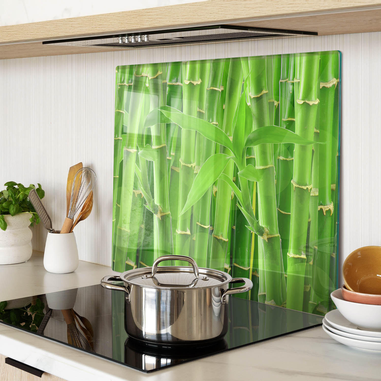 GLASPLATTE 60x52 cm Bambus - Grün, Glas (60/0.4/52cm) - TULUP