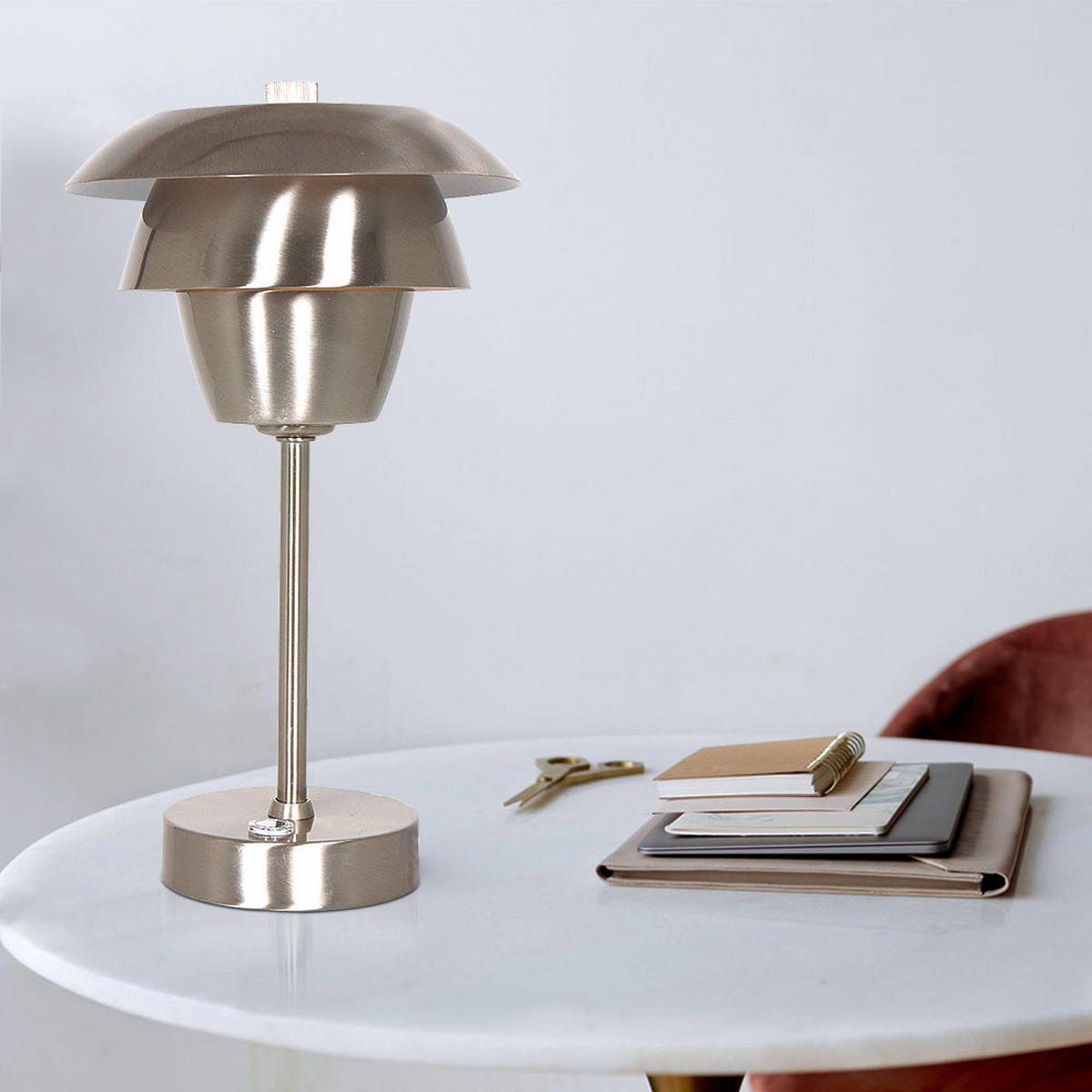 TISCHLEUCHTE Bordlampe Silber Metall - Silberfarben, Metall (18/18/31cm)