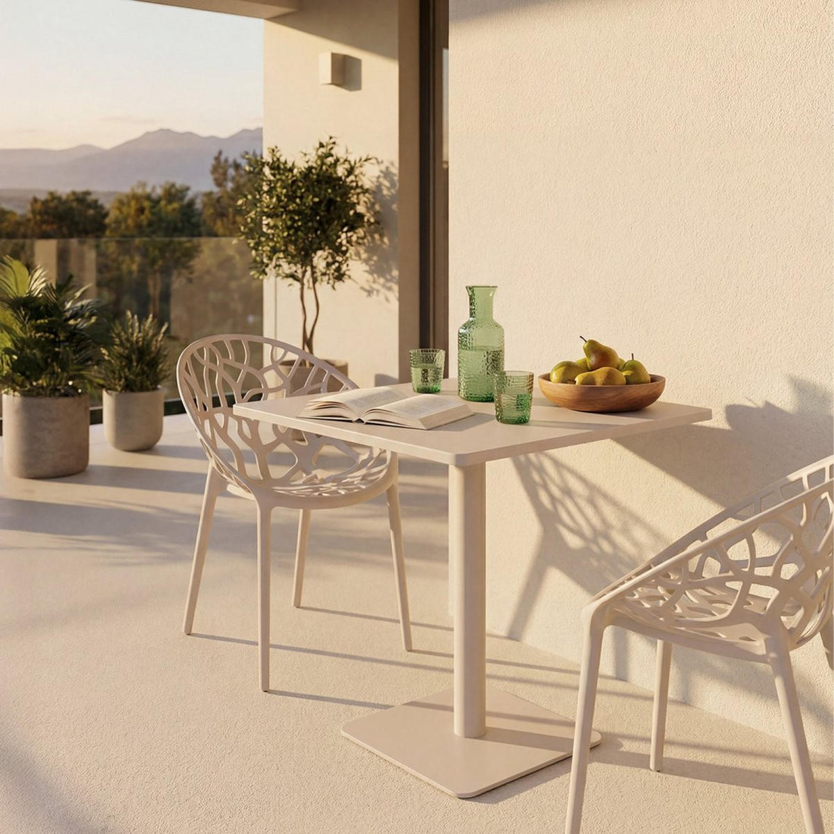 GARTENSTUHL Rhona Beige 52 cm x 79 cm 4er-Set - Beige, Kunststoff (52/79/60cm) - Klast Home