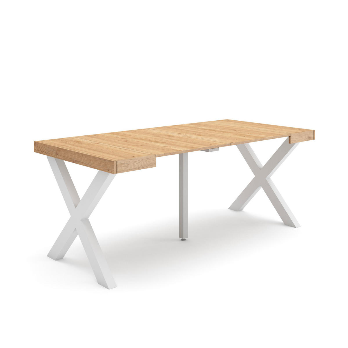 KONSOLENTISCH ausziehbar 58 bis 180cm, für 8 Gäste, eiche, 90/58/73cm - Eichefarben/Weiß, Holzwerkstoff (90/180/73cm) - Skraut Home