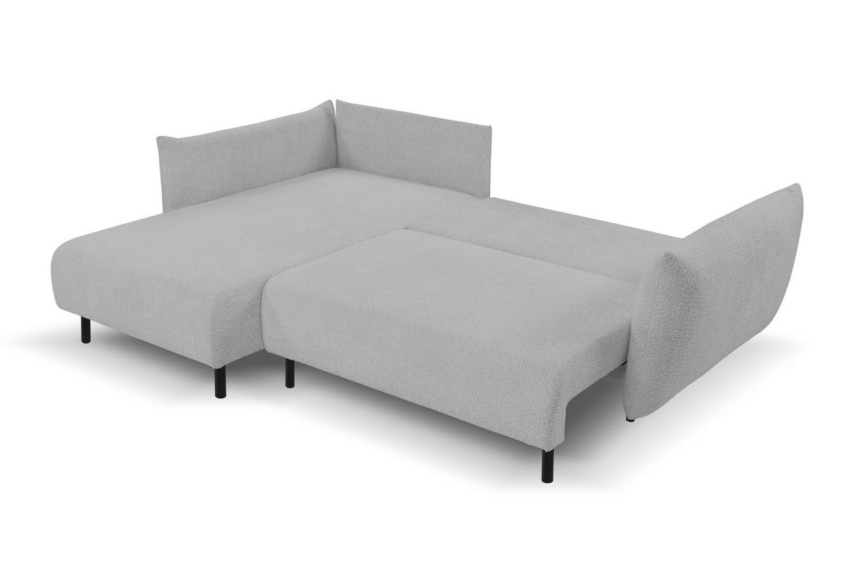 ECKSOFA ADEL mit Schlaffunktion und Bettkasten, L-förm, Metallbeine, verstellbar lose Rückenkissen, freistehend, LINKS, 171x257x90 cm, Grey - Grau, Holz/Textil (171/257cm) - DomoHome