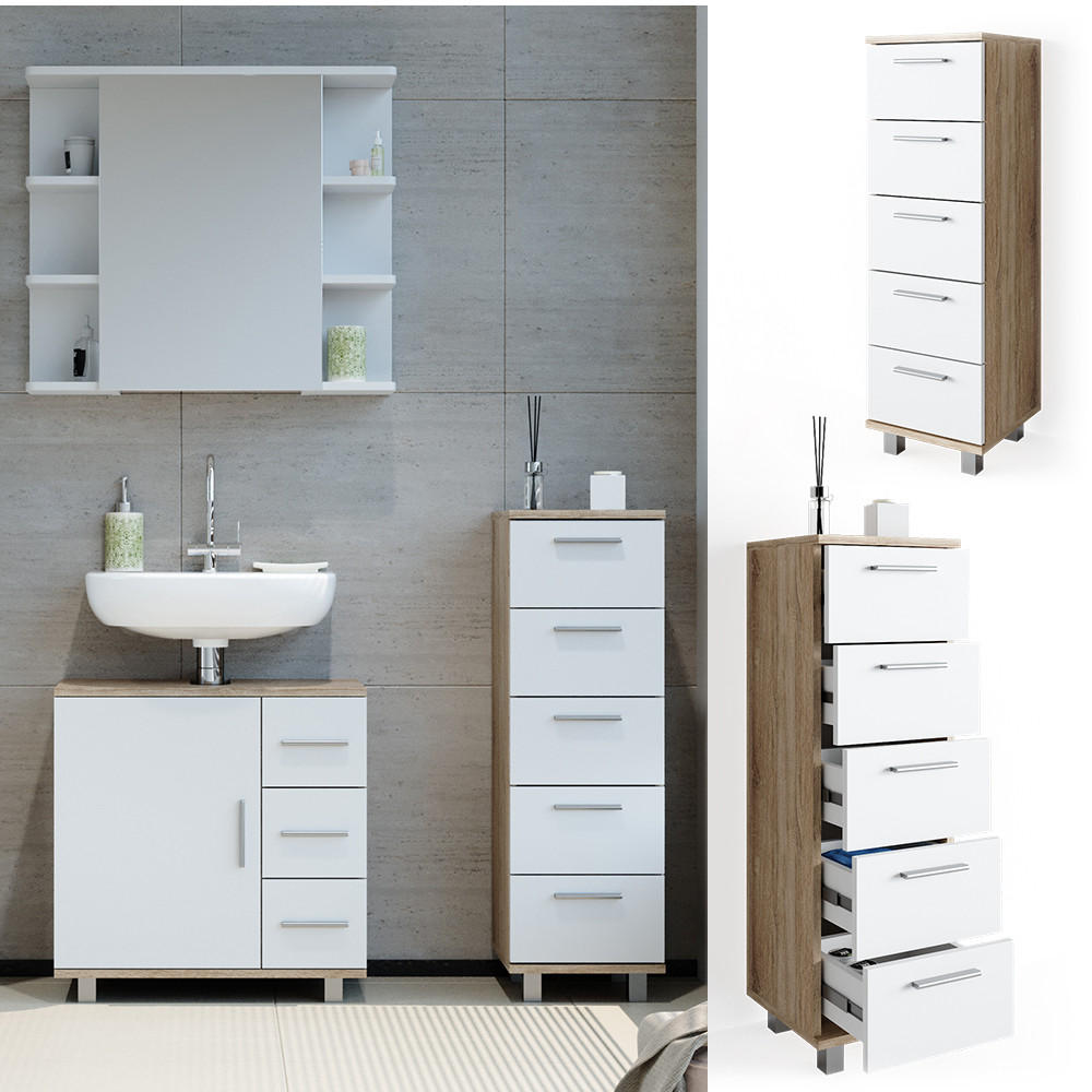 BADSCHRANK Ilias Sonoma 30 x 95 cm - Sonoma Eiche, Holzwerkstoff (30/95/30cm) - Vicco