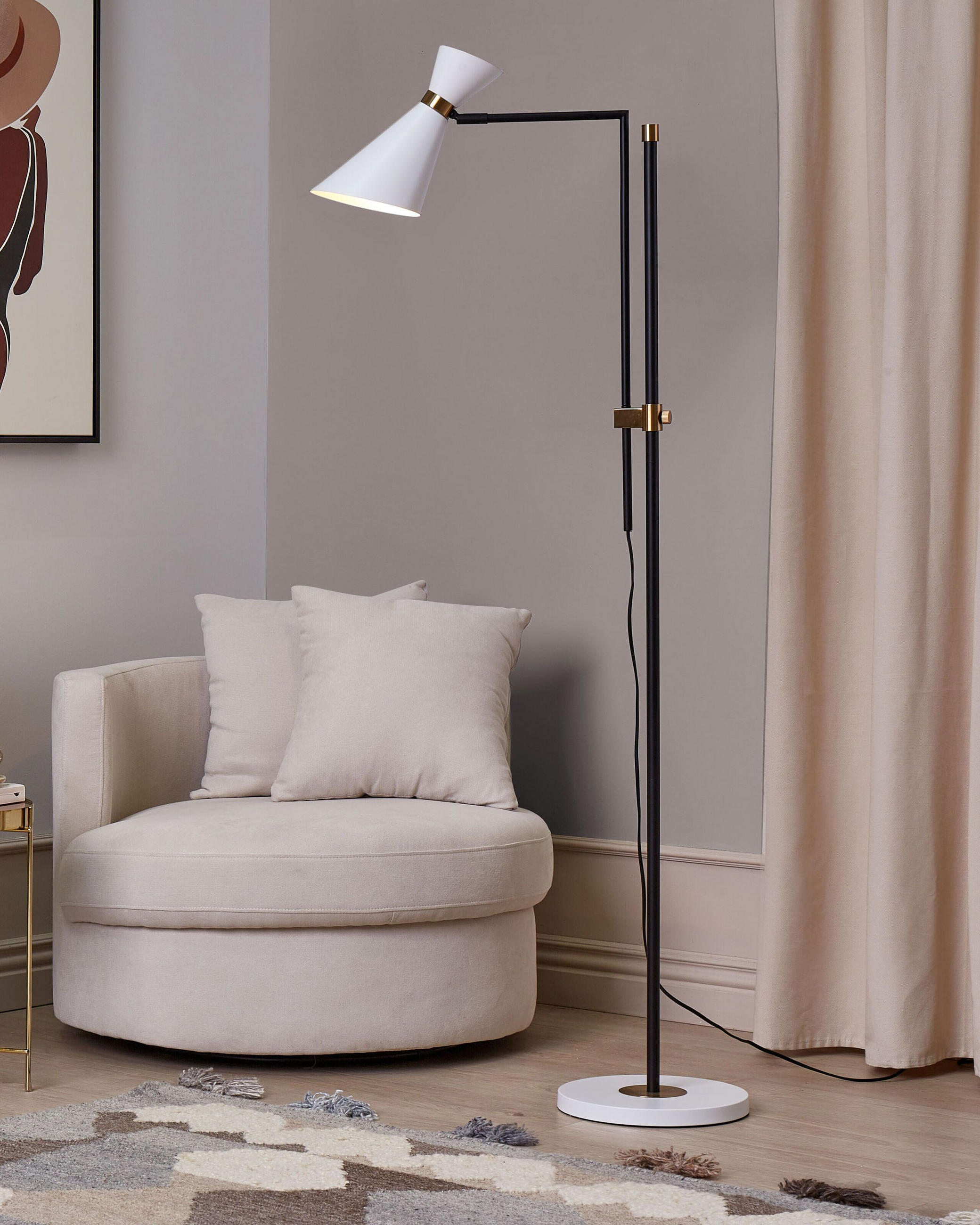 STEHLAMPE Weiß/Schwarz/Gold Melawi - Goldfarben/Schwarz, Metall (30/57/180cm) - Beliani