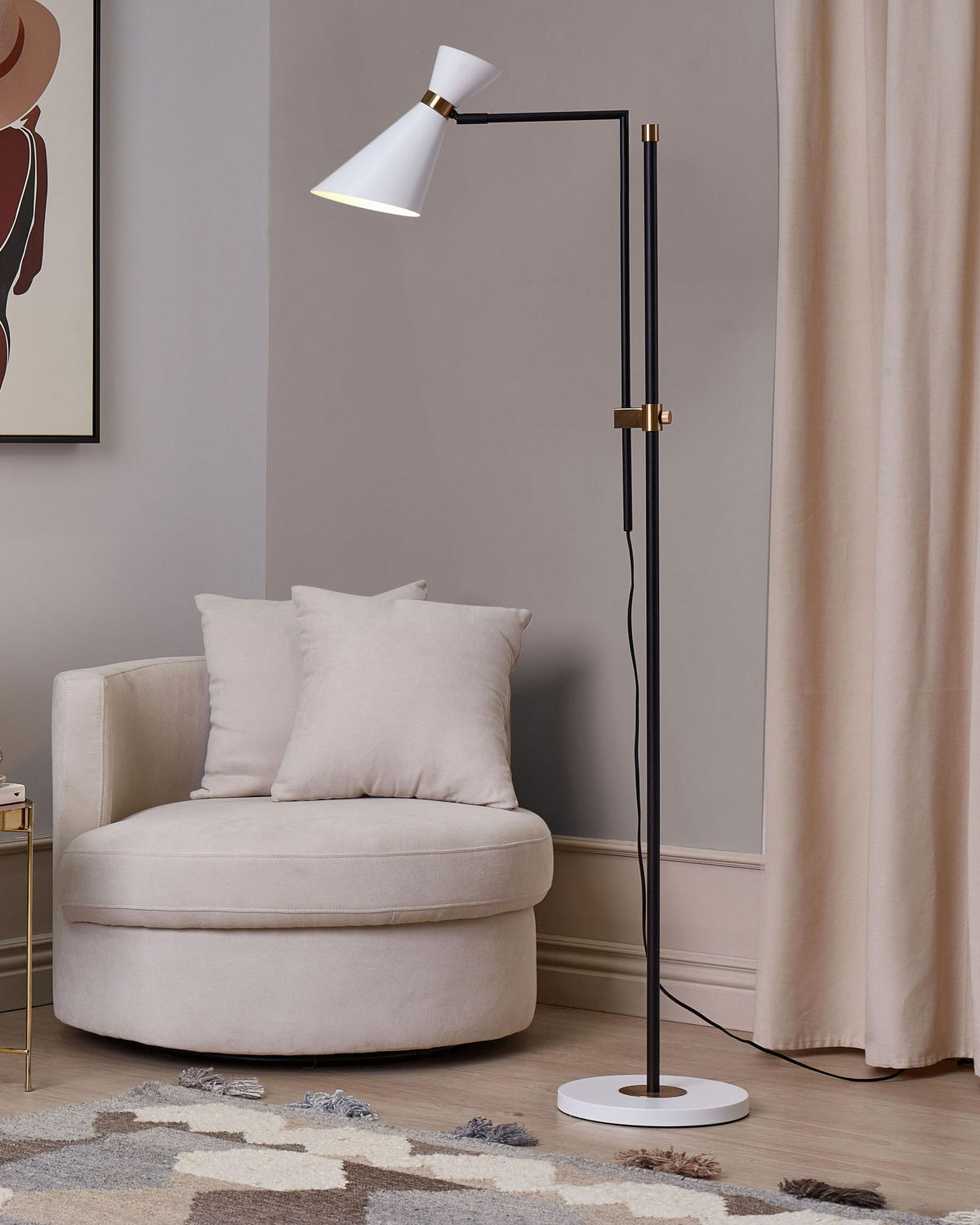 STEHLAMPE Weiß/Schwarz/Gold Melawi - Goldfarben/Schwarz, Metall (30/57/180cm) - Beliani