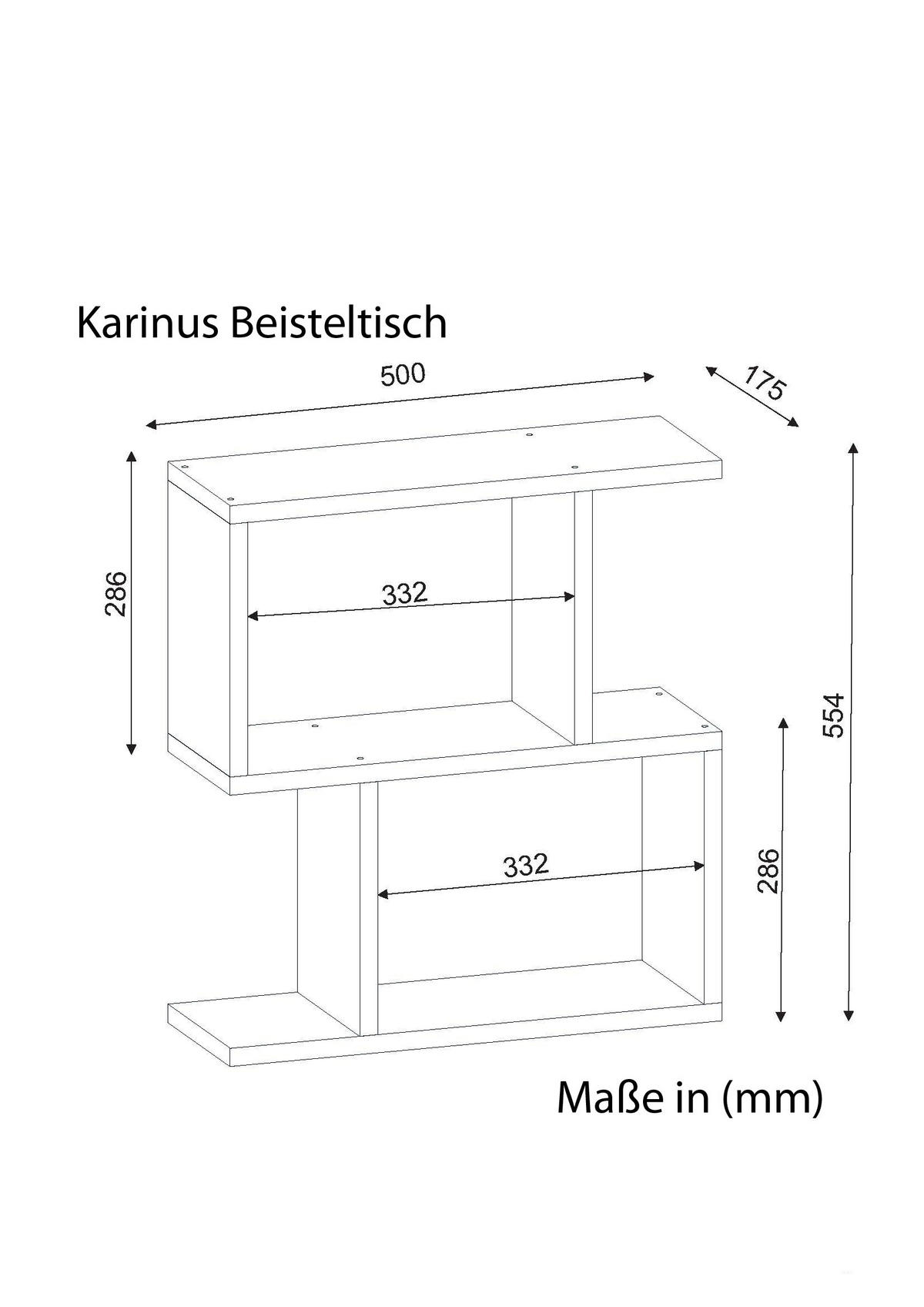 BEISTELLTISCH Karinus Weiß - Walnussfarben/Schwarz, Holzwerkstoff (50/55/17cm) - moebel17