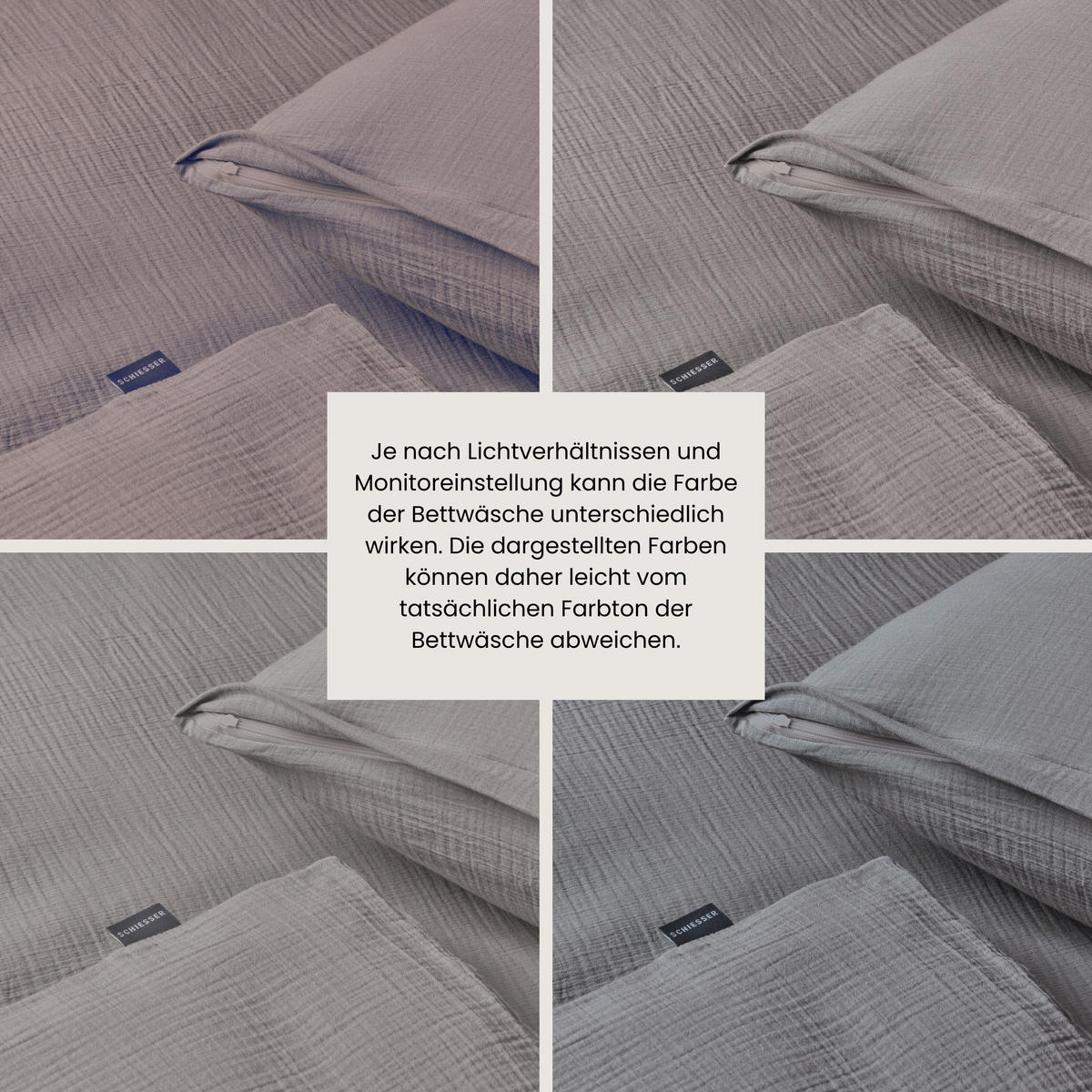 BETTWÄSCHESET Molly - Musselin - 2-teilig - 135 x 200 cm - Grau - Grau, Textil (135/200cm) - SCHIESSER