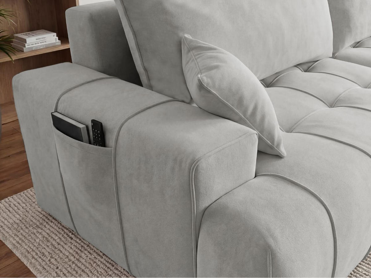 ECKSOFA Tulio Grau Rechts - Grau, Holz/Textil (165/270cm) - Graingold