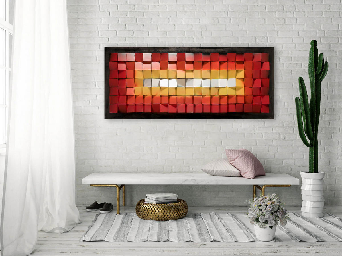 WANDBILD Rot 130/53 cm - Rot/Weiß, Holz/Kunststoff (7.07/53cm) - KUNSTLOFT