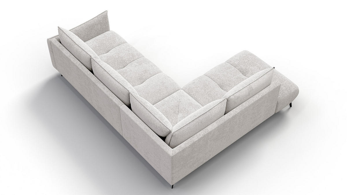 ECKSOFA AERA 5-Sitzer links, ecru - Ecru/Schwarz, Holz/Textil (268/206cm) - Courtois Laville