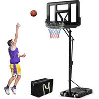 TRAGBARER BASKETBALLKORB Schwarz - Schwarz, Metall (90/59cm) - COSTWAY