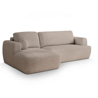ECKSOFA SENTI N L-S Beige Boucle-Stoff mit Schlaffunktion - Beige, Holz (246/148cm) - MASSENO