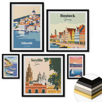 WANDBILDER 5er-Set - 50x50 cm & 20x30 cm & 40x60 cm Schwarzer Rahmen - Berglandschaften und Städte - Schwarz, Kunststoff (40/60cm) - ArtPrintCave