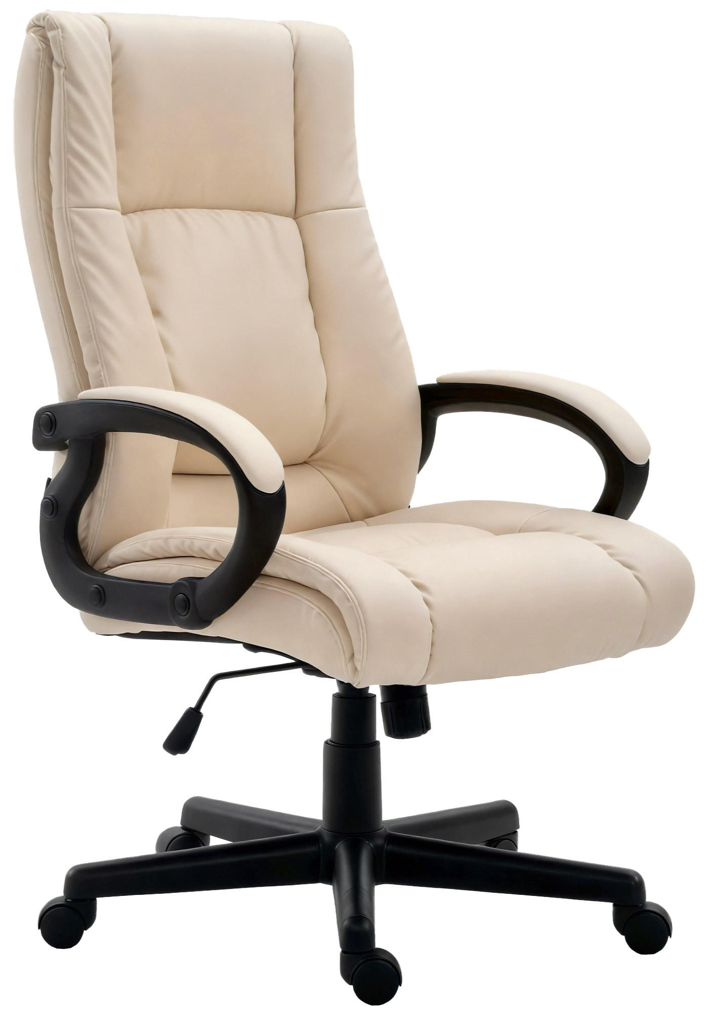 CHEFSESSEL Lederlook Creme - Creme/Schwarz, Kunststoff/Textil (66/106/70cm) - CLP