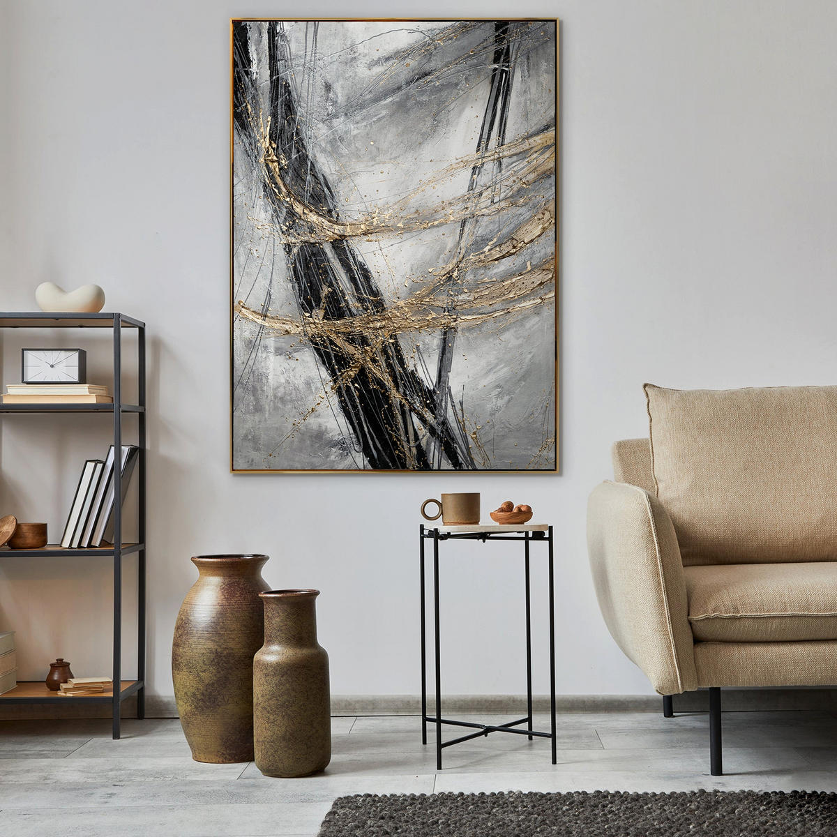 GEMÄLDE Goldener Strich Schattenfugenrahmen Gold 120x80 cm - Goldfarben, Holz (120/80cm) - YS-art gallery