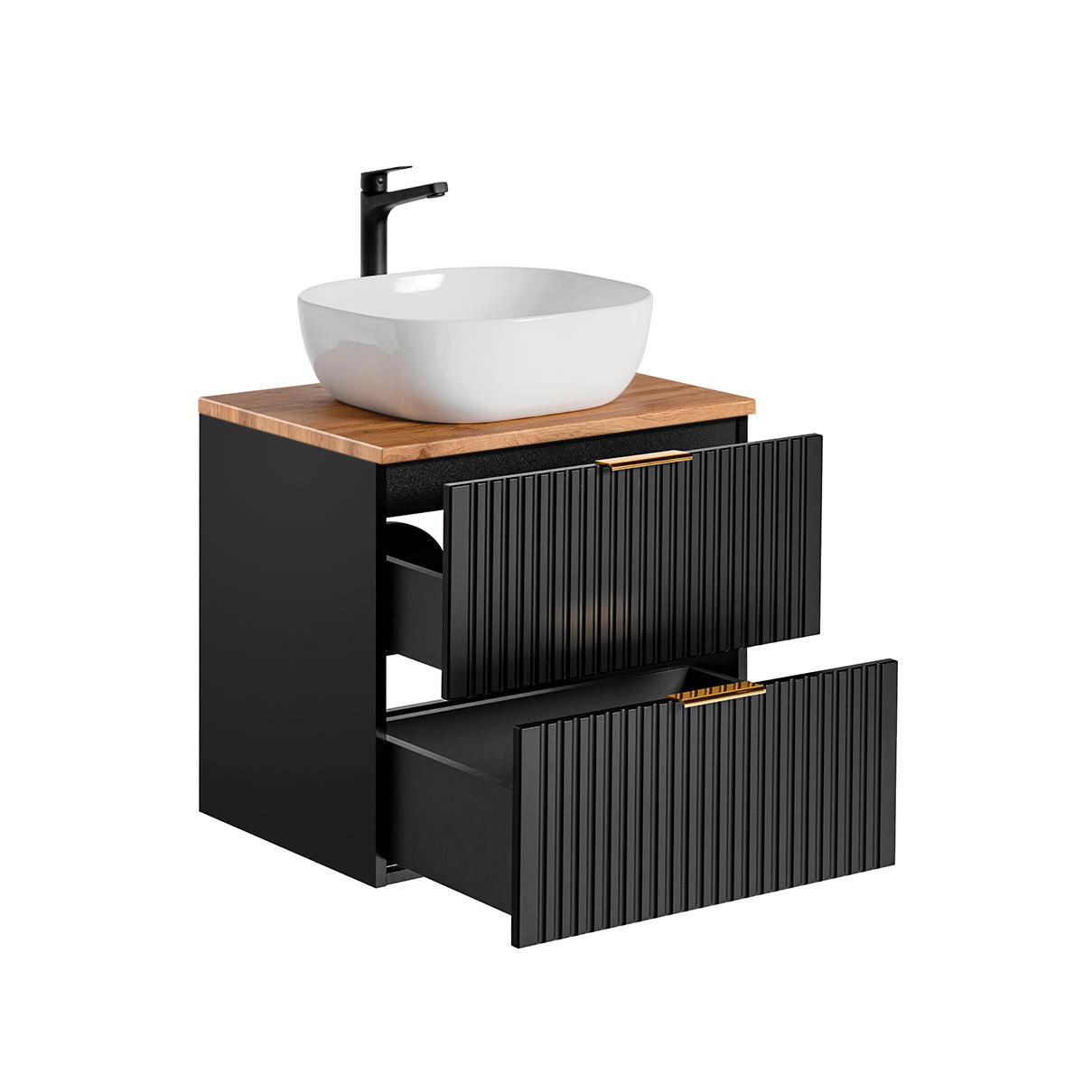 BADMÖBEL 60.6cm Adriel 2er-Set Schwarz - Schwarz, Holzwerkstoff (60.6/59/46cm) - Petits-meubles