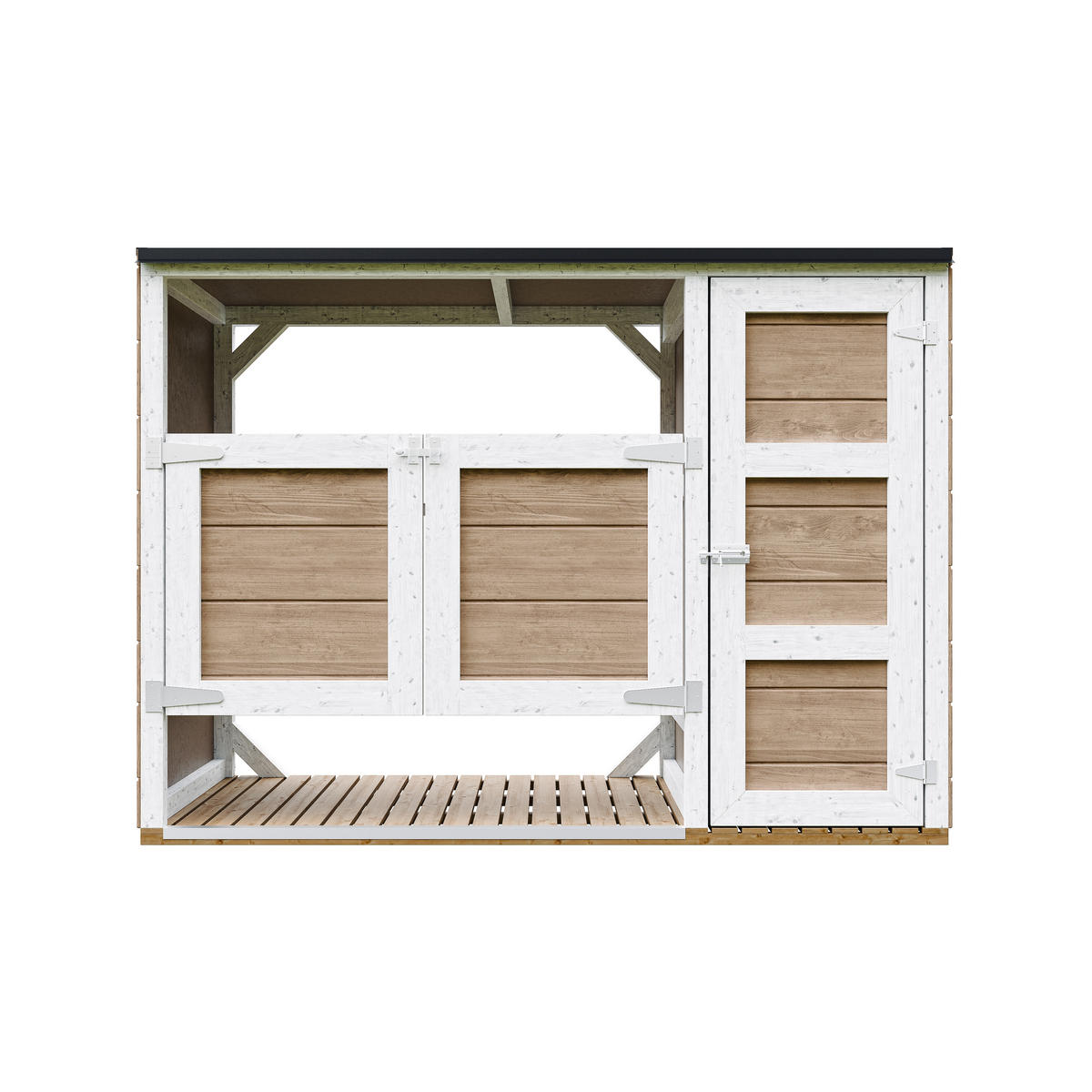 MÜLLTONNENBOX 2er 240L, Timbela M981A-TERRA BROWN, Aus Wetterfest LP Smartside Holz - Braun, Holz (217/159/75cm) - Timbela