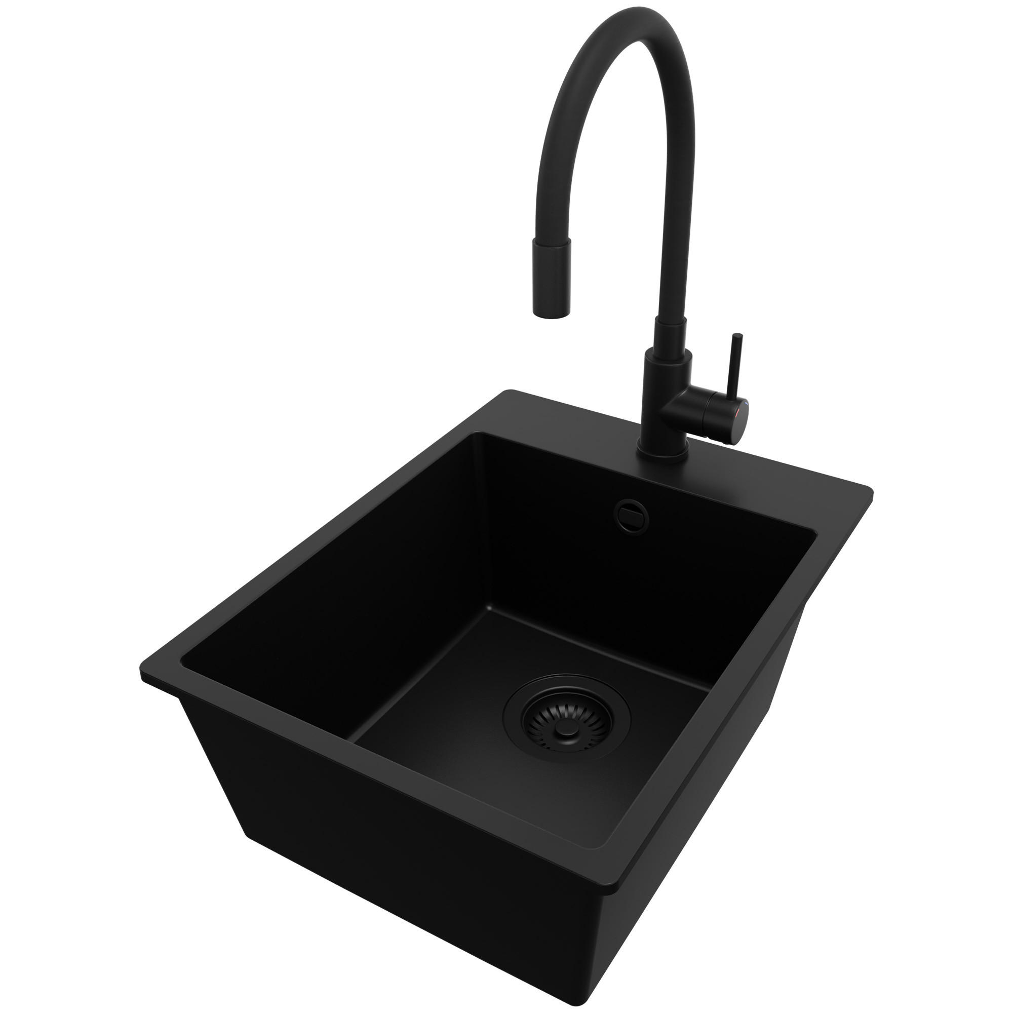 Primagran Granitspüle Schwarz, Schwarz, Schwarz 38x20x50 cm