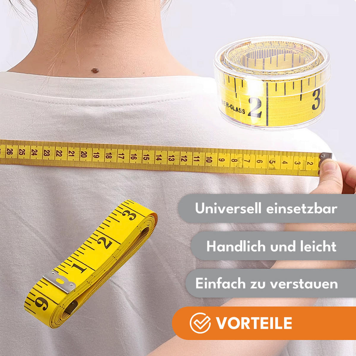 MASSBAND 150 cm - Gelb, Kunststoff (150/150/1.3cm) - KRUMAD