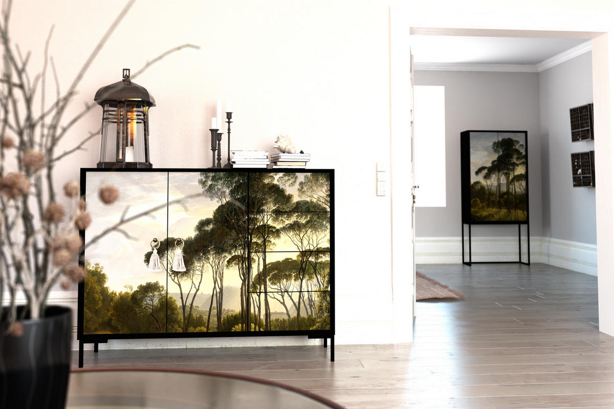 SCHRANK-SIDEBOARD aus MDF mit Wald-Druck ALVA HENDRICK - Multicolor, Holzwerkstoff (75/165/45cm) - RNT By Really Nice Things