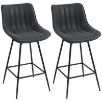 BARSTUHL 2er Set PU Schwarz - Schwarz, Kunststoff/Metall (47/97.5/54.5cm) - HOMCOM